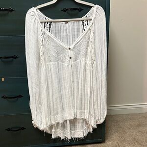 Free People White Boho Peasant Blouse